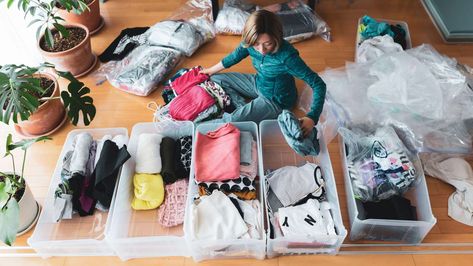 Decluttering can be a difficult process, both physically and emotionally. Here's how to make letting go of items you no longer need a little bit easier. Marie Kondo, Family Handyman, Laundry Hacks, Declutter Your Home, Container Store, Professional Organizer, Household Tips, Real Simple, Tidy Up