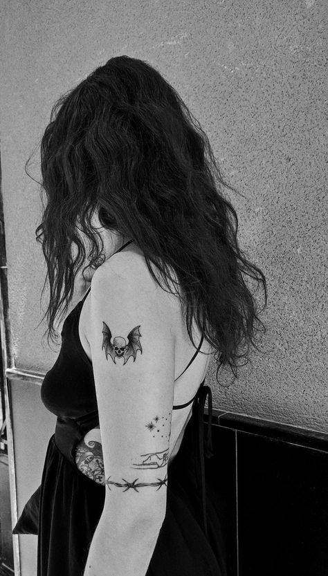 Elvira Bat Tattoo, Dark Goth Tattoo Design, Goth Mom Tattoo, Elvira Mistress Of The Dark Tattoo, Elvira Tattoo Ideas, Bat Skull Tattoo, Tattoo Side Of Wrist, Goth Arm Tattoo, Goth Girl Tattoo