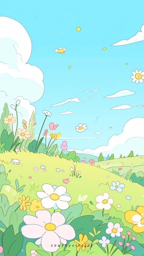 Cartoon Garden Background, Landscapes Wallpaper, Cartoon Landscape, Cartoon Garden, Animated Photos, Sky Art Painting, World Wallpaper, Kids Background, Building Concept