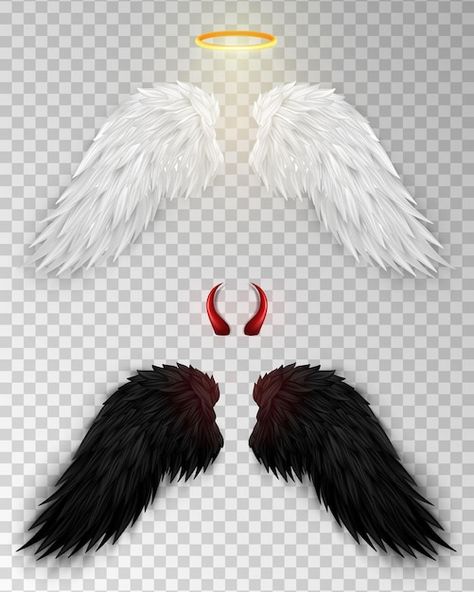 3d white angel wings with golden nimbus ... | Premium Vector #Freepik #vector #diablo #devil #demon #satan Angel Cartoon, Devil Wings, Wings Game, Black Devil, Half Evil, Angel Halo, White Angel Wings, Blank Background, Angel Devil