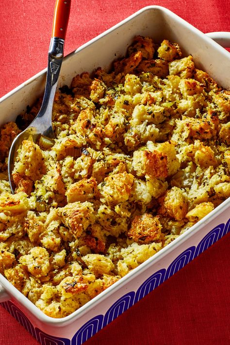 A decade after Victoria Granoff introduced this classic stuffing recipe, it remains a staff and fan favorite. Cooking an entire Thanksgiving dinner is time-intensive enough, so this rather traditional stuffing gets right to the point, maximizing flavor and texture. Bon Appetit Simple Is Best Stuffing, Out Of The Bird Stuffing, Stuffing Recipes Thanksgiving, Best Dressing Recipe, Classic Stuffing Recipe, Best Stuffing Recipe, Best Stuffing, Bread Stuffing, Cornbread Stuffing