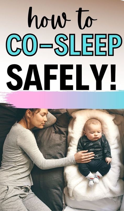 New mom and her baby co-sleeping safely. Co Sleeping With Baby, Cosleeping Bedroom, Baby Sleeping Temperature, Baby Sleeping Bag Pattern, Safe Co Sleeping, Baby Co Sleeper, Cosleeping Bed, Family Bed, Newborn Bed