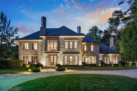 Mystery seller lists ‘exceptional’ Buckhead Atlanta estate—furnished—for $9M - Curbed Atlanta Tuxedo Park, Mix Use Building, Million Dollar Homes, Mansions For Sale, Atlanta Homes, Custom Built Homes, Property Marketing, Stone Houses, House Goals