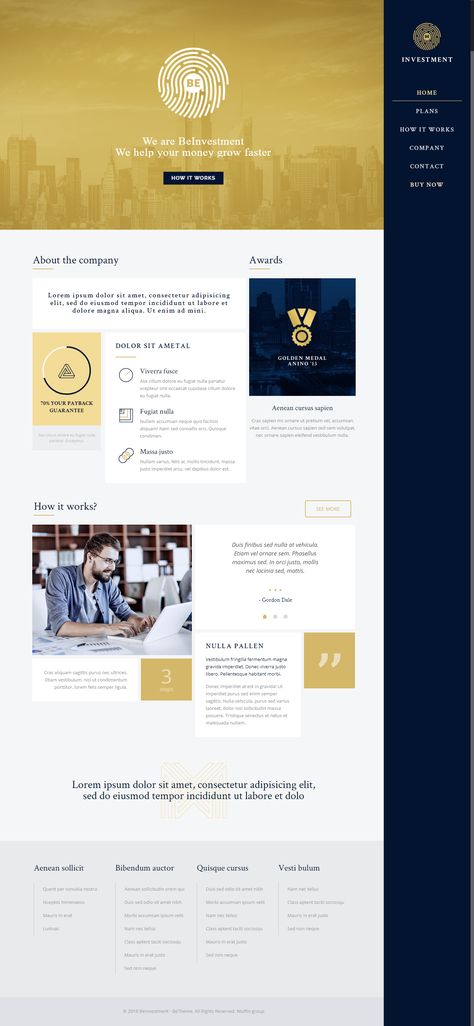 I like the combination vof gold and dark Navy blue / BeTheme - Investment Responsive Demo Wordpress Blue And Gold Website, Gold Web Design, Navy Blue Combination, Navy Website, Gold Website, Blue Website, Getting Into Real Estate, Webdesign Inspiration, Homepage Layout