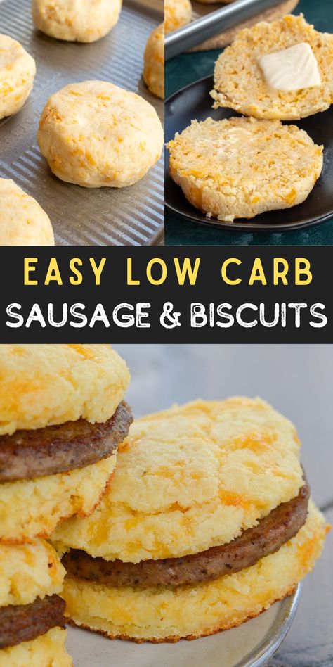 Try this Keto Sausage and Biscuit Recipe for an easy low carb breakfast! Sausage And Biscuits, Sausage Keto, High Protein Low Carb Breakfast, Almond Flour Biscuits, Flour Biscuits, Keto Breakfast Smoothie, Keto Sausage, Breakfast Biscuits, Breakfast Easy