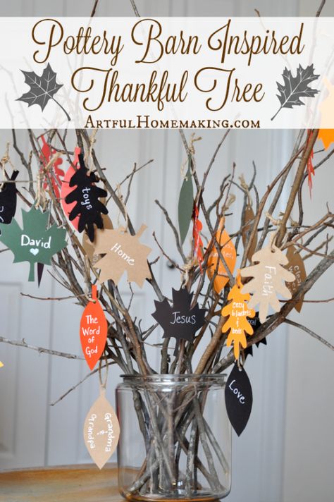 Start a new Thanksgiving tradition with this simple-to-make thankful tree! Gratitude Tree, Beautiful Happy Birthday, Thanksgiving Tree, Thankful Tree, Thanksgiving Projects, Thanksgiving Decorations Diy, Count Your Blessings, Pottery Barn Inspired, Thanksgiving Crafts For Kids