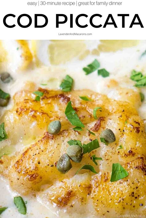 Cod Piccata Recipe, Cod Piccata, Fish Piccata, Cod Fish Recipes Baked, Cod Fillet Recipes, Breaded Cod, Baked Cod Recipes, Cod Fish Recipes, Piccata Recipe