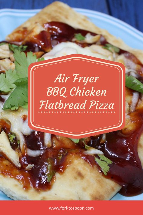 Air Fryer BBQ Chicken Flatbread Pizza. Easy Weekend Meals, Saturday Meal, Appetizer. Lower fat recipe. Easy Weekend Meals, Air Fryer Flatbread, Bbq Chicken Flatbread Pizza, Air Fryer Bbq Chicken, Bbq Chicken Flatbread, Chicken Flatbread Pizza, Barbecue Chicken Pizza, Pizza Easy, Chicken Flatbread