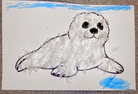 Harp Seal Craft, Seal Craft Preschool, Seal Crafts For Kids, Fluffy Seal, Arctic Animals Crafts, Winter Animal Crafts, Animal Crafts Preschool, Animals Crafts, Antarctic Animals