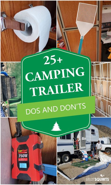 Travel Trailer Hacks, Camper Organization Travel Trailers, Travel Trailer Living, Rv Camping Checklist, Camper Organization, Rv Camping Tips, Camping Must Haves, Camper Hacks, Camping Trailers