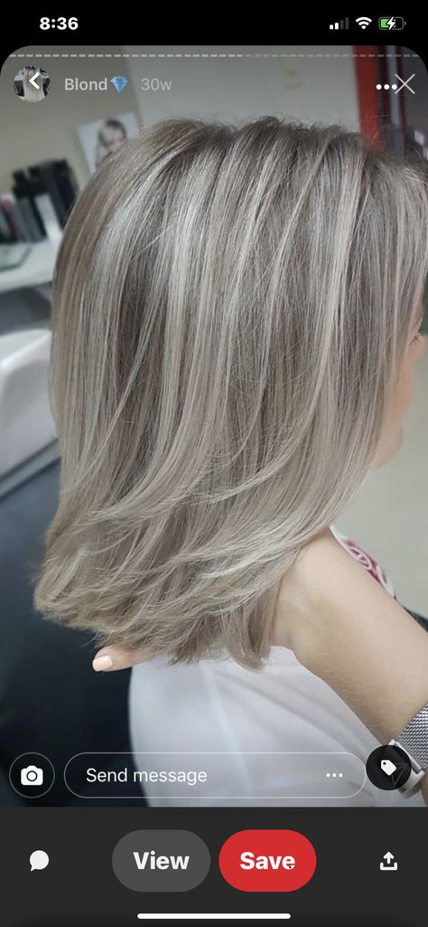 Cool Blonde Highlights With Lowlights, 2024 Haircolor, Grey Blending Highlights Blondes, White Hair With Lowlights, Ash Blonde Hair With Highlights, Ash Blonde Short Hair, Grey Transition, Gray Highlights, Platinum Hair Color