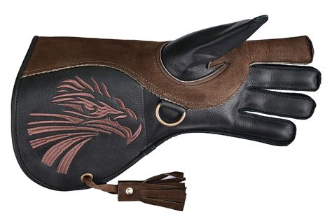 Falconry Gloves - Bird Handling Gloves -  for Experience Centres - Bird Lovers Gift - Falconry-brown and black two layer 35cm New designed falconry gloves, Made from Strong cow hide leather. Much better fitting and is more pliable of a gloves and has better finger movement with this new style of falconry gloves. Very popular budget range Falconry Gloves. Secure D link for the safety of handling. This gloves very popular with falconry centres for experience days. Double thickness over the first t Glove Pattern Sewing, Embroidery Gloves, Falconry Glove, Leather Gauntlet, Gauntlet Gloves, Glove Pattern, Experience Center, Name Embroidery, Archery Hunting