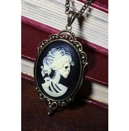 Ivory Skeleton Lady Cameo Necklace Sugar Skull Necklace, Sugar Skull Jewelry, Earrings Goth, Skull Gifts, Goth Jewelry, Skull Jewelry, Cameo Necklace, Skull Necklace, Skull Pendant