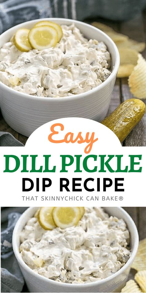 Easy Dill Pickle Dip - Get prepared for rave reviews! Only 5 ingredients in this easy appetizer recipe! It's perfect for game day, picnics, and any casual gathering! Baking Recipes Sweet, Dill Pickle Dip Recipe, Pickle Dip Recipe, Thanksgiving Apps, Chip Dips, Easy Make Ahead Appetizers, Dill Pickle Dip, Pickle Dip, Low Carb Muffins