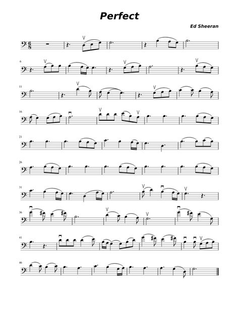 Print and download in PDF or MIDI Perfect - Ed Sheeran. Free Sheet music for Piano. Made by Kevin Chiu. Bass Clef Sheet Music, Cello Notes, Perfect By Ed Sheeran, Adjectives Exercises, Learn To Play Piano, Popular Piano Sheet Music, Sheet Music With Letters, Trombone Music, Trombone Sheet Music