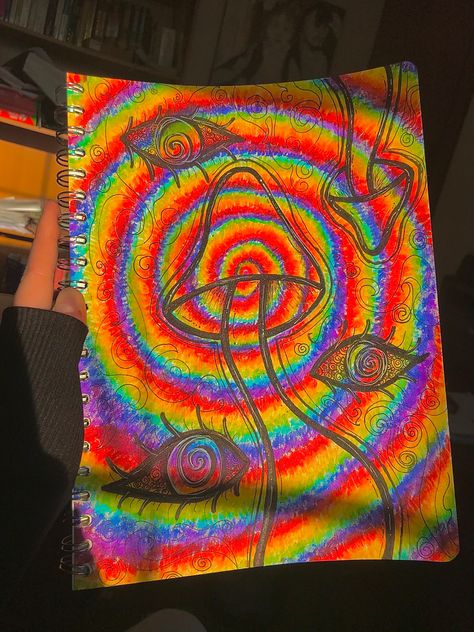 Drawing Ideas Psychadelic, Trippy Spiral Drawing, Trippie Drawings Easy, Trippy Drawing Background Ideas, Trippy Pictures To Draw Easy, Trippy Simple Drawings, Cool Art Drawings Trippy, Shroom Drawings Trippy, Trippy Colored Pencil Drawing