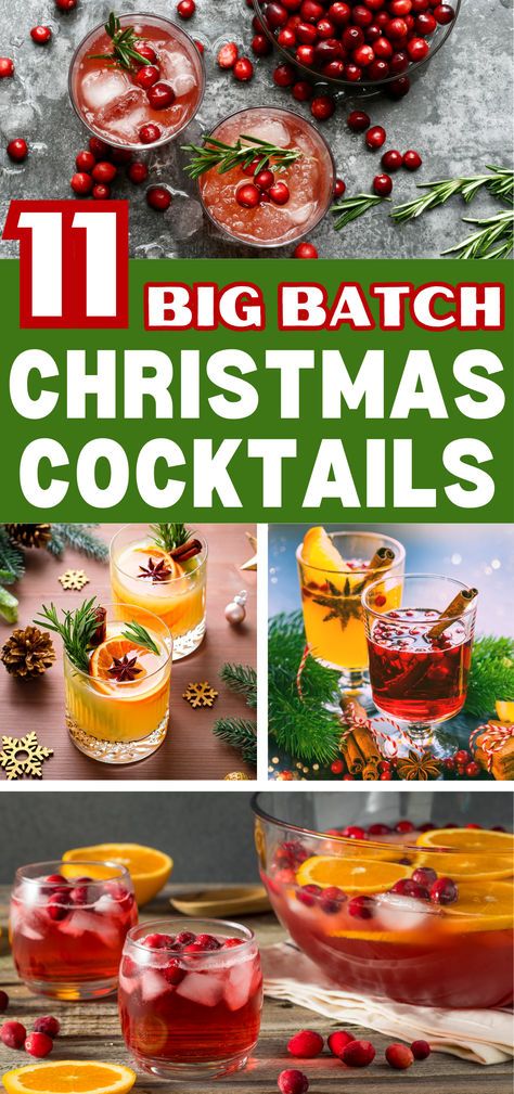 Big Batch Christmas Cocktails Large Drinks For Parties, Christmas Drink Large Batch, Holiday Drinks Large Batch, Easy Batch Holiday Cocktails, Pre Batched Christmas Cocktails, Big Batch Christmas Party Drinks, Pitcher Drinks Alcohol Christmas, Festive Pitcher Cocktails, Holiday Drinks Alcohol Christmas Pitcher