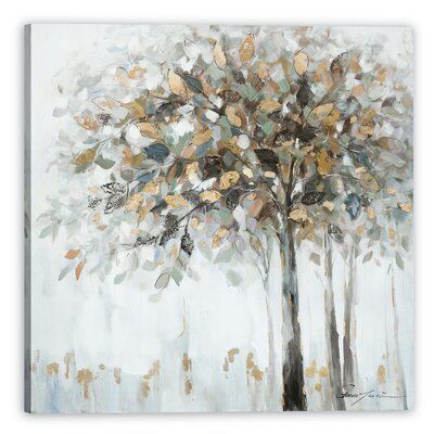 This picture is printed oil painting artwork and hand-stretched by us professionals. Actual paintings may be slightly different from the product image due to the light. | Lark Manor Gleaming Gold Tree - Wrapped Canvas Print on Brown 12.0 x 12.0 x 1.5 in | Home Decor | C005733967 | Wayfair Canada | Black Friday / Cyber Monday Deals Light Lark, Entry Art, Oil Painting Artwork, Colorful Oil Painting, Weathered White, Artwork For Living Room, Gold Tree, Hand Painted Flowers, Custom Hand Painted