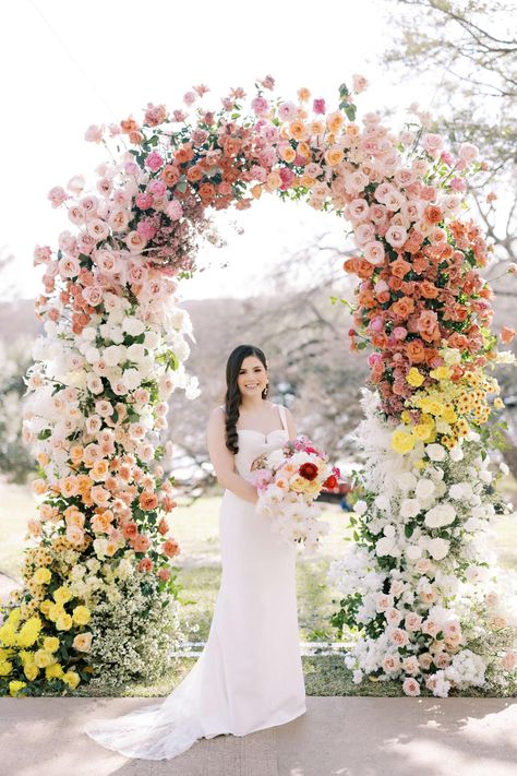 Wedding Arch Ideas Colorful, Floral Arches Wedding, Whimsical Wedding Decor, Floral Arbor, White Wedding Arch, Floral Arches, Floral Archway, Floral Arch Wedding, Whimsical Wedding Decorations