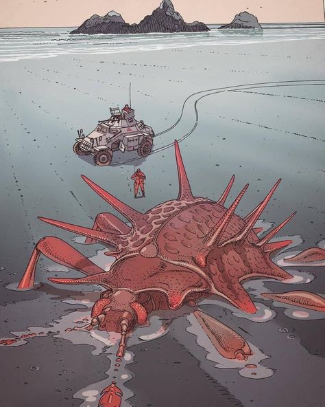 Sea Creatures Art, Strange Creatures, Washed Ashore, Graphic Novel Art, Cool Monsters, Cosmic Horror, Alien Creatures, Science Fiction Art, Weird Creatures