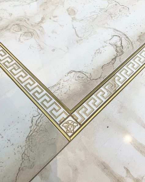 Versace Tiles Bathroom, Versace Border Pattern, Border Tile Design, Versace Design Pattern, Versace Interior Design, Versace Bathroom, Versace House, Versace Tiles, Floor Pattern Design