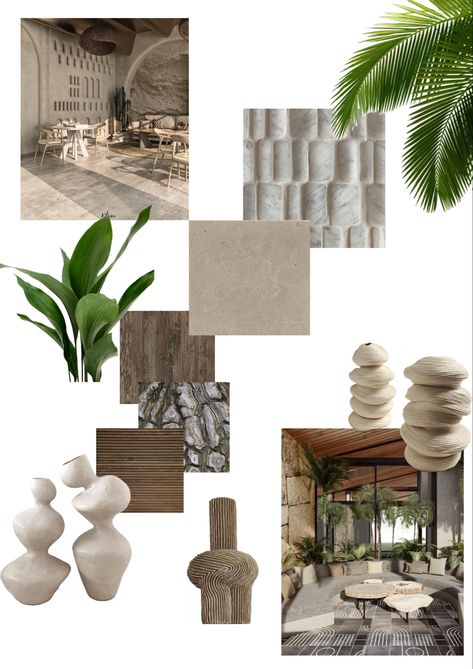 Biophilic Design Interiors Living Rooms, Resort Mood Board, Zen Design Interior, Entrance Lobby Design, Japandi Aesthetic, Scandinavian Interior Living Room, Balinese Interior, Wabi Sabi Interior Design, Materials Board Interior Design