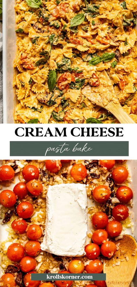 Cream Cheese Pasta Bake, Easy Weeknight Pasta, Baked Pasta Recipes Easy, Baked Chicken Pasta Recipes, Cheese Pasta Bake, Weeknight Pasta, Pasta Bake Easy, Cream Cheese Pasta, Chicken Pasta Bake