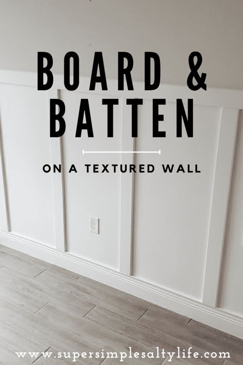 Board And Batten Over Plaster Wall, Textured Wall Diy, Half Board And Batten Wall, Beadboard Hallway, Paint Wainscoting, Board And Batten Hallway, Batten Diy, Diy Board And Batten, Batten Wall