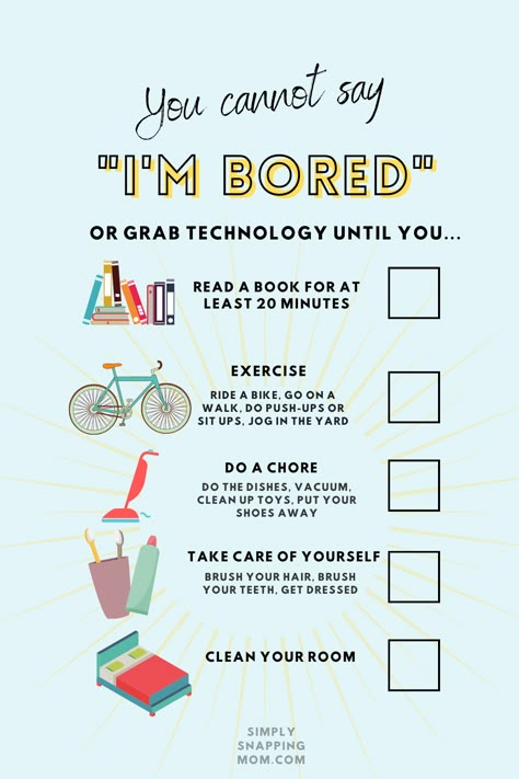 summer activities, kid summer activities, screen time checklist, chore checklist, chores for kids, screen time addiction, summer checklist, raising happy kids Summer Activities For Bored Kids, Chores Before Screen Time, Before Technology Checklist For Kids, Kids Bored List, Less Screen Time Ideas, Activities Instead Of Screen Time, Summer List Before Screen Time, Kids Summer Schedule Screen Time, No Screen Time Activities Adults