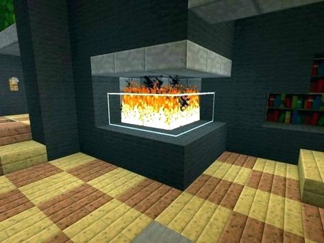 Fireplace Minecraft, Minecraft Fireplace, Mansion Minecraft, Modern Minecraft Houses, Case Minecraft, How To Make Furniture, Minecraft Decoration, Rumah Minecraft Sederhana, Minecraft Mansion