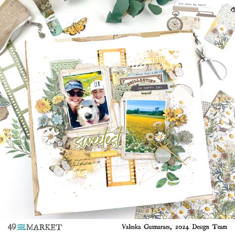 Sweetest in Sunshine - Layout by Valeska - 49 and Market Beginner Scrapbooking, Scrapbooking Layouts Travel, 49 And Market, Scrapbook Design Layout, Scrapbook Organization, Scrapbook Quotes, Scrapbook Gift, Yellow Sandals, Scrapbook Room