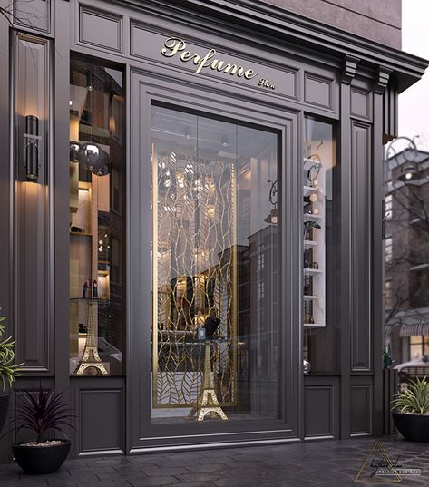 Perfume Store Design Shops, Classic Store Design, Front Store Design, Shop Front Design Ideas, Perfume Store Design, Perfume Store Interior Design, Perfume Shop Interior Design, Perfume Shop Design, Shop Exterior Design