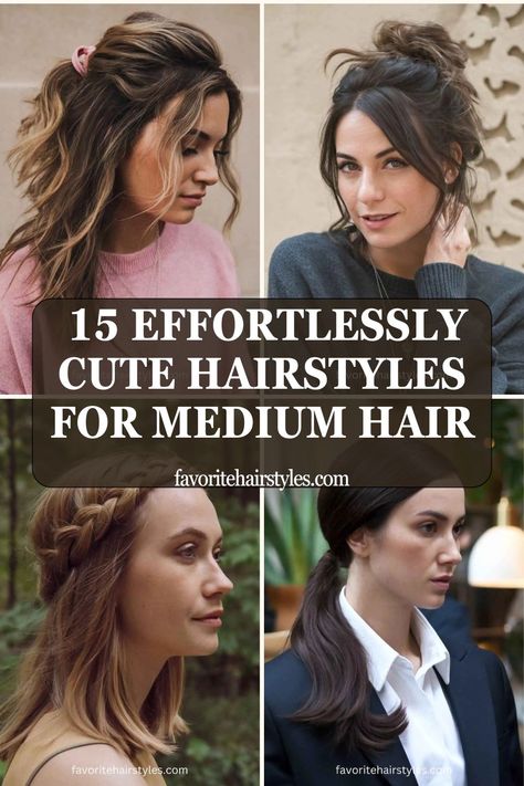 Discover 15 effortlessly cute hairstyles for medium hair that are perfect for every occasion! From easy braids to chic curls and stylish updos, these simple yet trendy looks will elevate your hair game. Whether you're looking for a quick everyday style or something for a special event, these medium-length hairstyles are perfect for adding a little flair to your look. Save your favorites and get ready to try out these gorgeous, low-maintenance styles Stylish Updos, Fun Ponytails, Cute Buns, Hairstyles For Medium Hair, Cute Hairstyles For Medium Hair, Effortless Hairstyles, Easy Braids, Hair Game, Stylish Hair