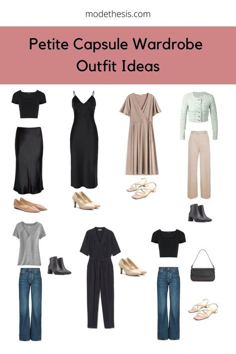 Indian Outfits For Petite Women, Capsule Wardrobe For Curvy Petite, Petite Capsule Wardrobe 2023, Petite Wardrobe Essentials, Capsule Wardrobe For Petite Women, Petite Outfits 2023, Petite Curvy Outfits, Capsule Wardrobe Tips, Curvy Outfits Summer