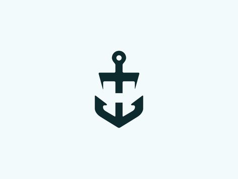 Nautical logo with a 'H' in the negative space.  Happy Friday, Dribbblers! ________________________________________________  Behance | Instagram Mighty Mike, Atlas Tattoo, Nautical Logo, Sea Logo, Flat Logo Design, Military Logo, Anchor Logo, Logo Design Collection, Text Logo Design