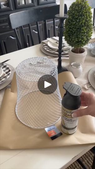 Let’s make an easy wired cloche using a Dollar Tree wired basket! I spray painted mine metallic and added a knob too! So cute, easy and inexpensive! | Mother Thyme Mother Thyme, Wire Baskets, Spray Paint, Dollar Tree, Thyme, So Cute, Spray, Easter, Let It Be