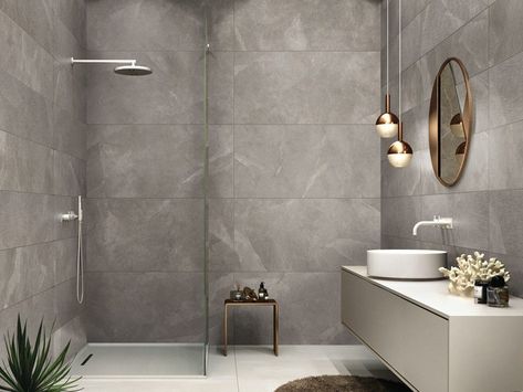 Grey Beige Bathroom, Grey And Beige Bathroom, White Luxury Bathroom, Grey Marble Bathroom, Washroom Tiles, Taupe Bathroom, Ensuite Design, Grey And White Bathroom, Grey Bathroom Tiles