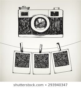 Vector hand drawn doodle illustration of retro photo frames and camera. Hanging photos in a photo studio. Camera Doodle, Camera Drawing, Doodle Illustration, Retro Photo, Hanging Photos, Photo Vintage, Bullet Journal Doodles, Journal Doodles, Vector Hand