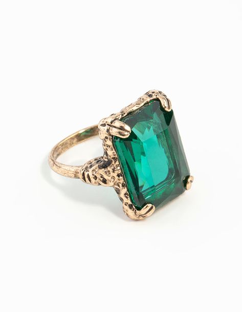 Art deco engagement ring emerald