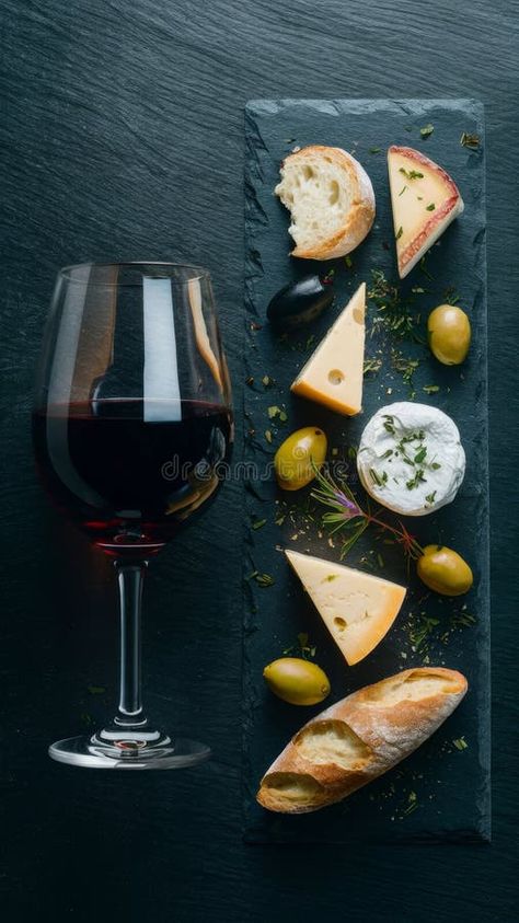 A glass of wine and cheese on a slate with bread, AI royalty free stock photography Wine Food Photography, Grape Farm, Wine Ads, Wine Bottle Photography, Dream Restaurant, Wine Advertising, Bottle Photography, Restaurant Aesthetic, Cheese Wine