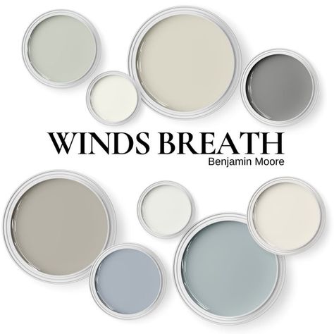 LuxeColor - Etsy Canada Winds Breath Color Palette, Taupe Paint Colors Benjamin Moore, Colors That Compliment Green, Neutral Earthy Color Palette, Benjamin Moore Winds Breath, Home Decor Color Palettes, Winds Breath, Relaxing Paint Colors, Colors For Living Room