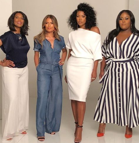 Being Mary Jane: Margaret Avery, Lisa Vidal, Gabrielle Union & Raven Goodwin Being Mary Jane Outfits, Raven Goodwin, Company Photoshoot, Jane Outfits, Being Mary Jane, Mary Jane Outfit, Business Formal Women, Spring Attire, Big Girl Dresses