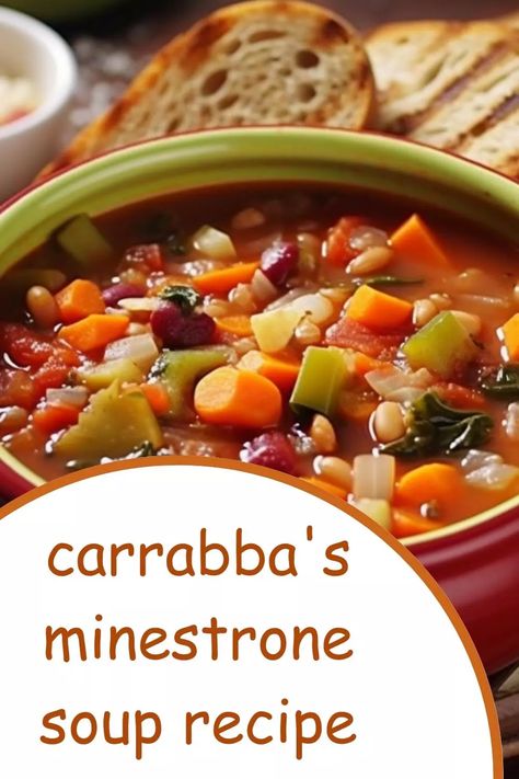 Looking for a delicious and easy-to-make soup recipe? Check out our copycat version of Carrabba's famous minestrone. It will quickly become one of your favorite winter warmers! Minestrone Soup Carrabas, Carrabas Minestrone Soup, Carrabba's Minestrone Soup Recipe, Carrabbas Recipes, Soup Italian, Minestrone Soup Recipe, Bean Soup Recipes, Italian Soup, Carb Foods