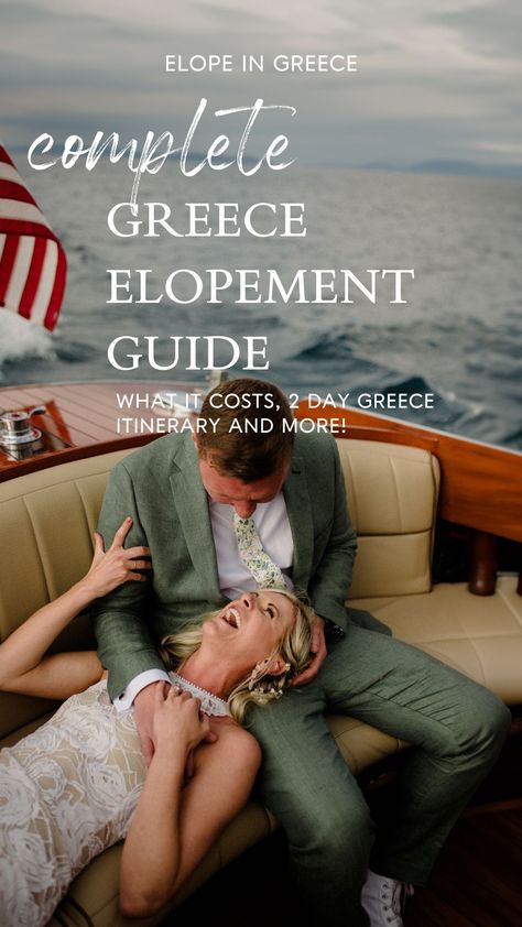 Part one of our Ultimate 2024 Greece Guide, Elope in Greece breaks down the cost, legality, planning and outlines a two day Greece elopement. Mykonos Greece Elopement, Elopement Ideas Greece, Greece Wedding Elopement, Greece Elopement Packages, Eloping In Greece, Elopement In Greece, Elope In Greece, Greek Elopement, Greece Wedding Dress