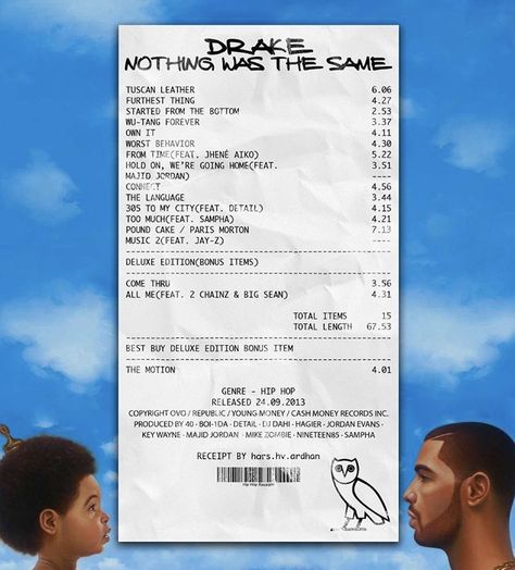 Drake Album Receipt, Drake Receipt, Menu Iphone, Best Album Art, Album Receipts, Majid Jordan, Album Receipt, Drakes Album, Drake Photos