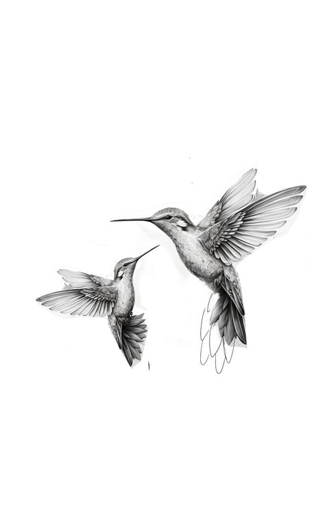 2 Hummingbirds Drawing, Bird Tattoo Hummingbird, Delicate Hummingbird Tattoo, Alliecore Aesthetic, Humming Birds Tattoo, Loon Tattoo Ideas Design, Men’s Flower Tattoo, Shoulder Bird Tattoo, 2 Hummingbirds Tattoo