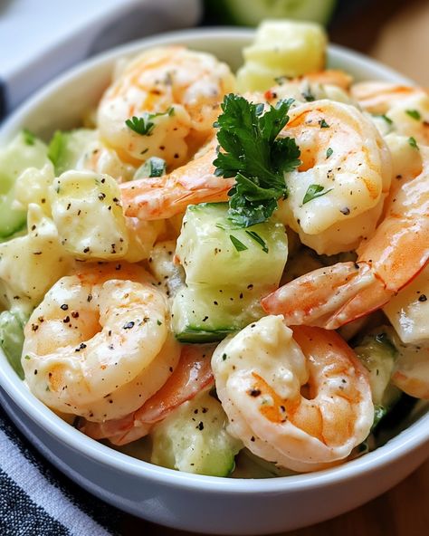 Creamy Cucumber Shrimp Salad - Delicious Recipes - Easy Cooking Ideas and Tasty Dishes Cucumber And Shrimp Salad, Cucumber Shrimp, Easy Cooking Ideas, Creamy Cucumbers, Carnivore Diet, Shrimp Salad, Cucumber Salad, Cooking Ideas, Easy Cooking