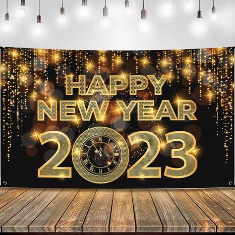 #Happy New Year #New Year Celebration #New Years Party #New Years Celebration #Happy New Year 2023 New Year Banner 2023, Happy Retirement Banner, 21st Birthday Banner, 2024 Banner, Black And Gold Party Decorations, Nye Decorations, 60th Birthday Party Decorations, New Year Backdrop, Dinosaur Party Supplies