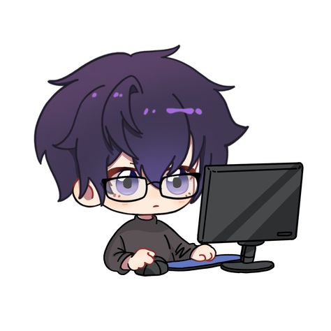 Gaming Chibi Pose, Chibi Glasses Drawing, Chibi With Glasses, Gamer Boy Drawing, Chibi Glasses, Chibi Poses, Chibi Eyes, Chibi Boy, Minecraft Anime