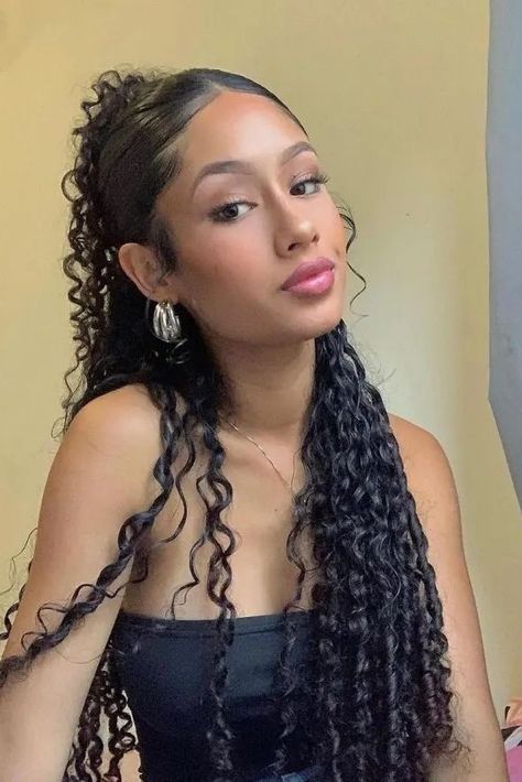 Sleek ‘n’ Curly Half-Up Half-Down Cornrow Styles, Cute Curly Hairstyles, Curly Hair Styles Easy, Hairdos For Curly Hair, Cornrow, Cornrow Hairstyles, Hairstyles For Short Hair, Curly Hair Tips, French Braid